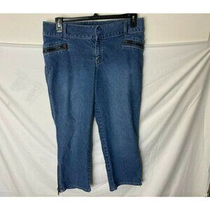 XHILARATION STRETCH JEANS ZIPPER POCKETS WOMENS SIZE 15 JUNIORS XL CAPRIS CROP